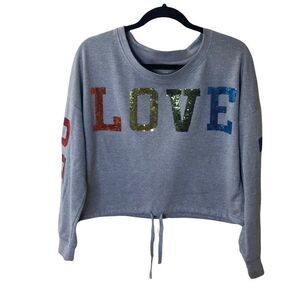 Soho NY&C LOVE Sequin Rainbow Sweatshirt Sz M